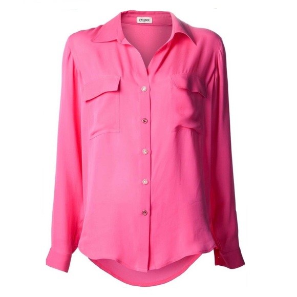 L'Agence Hot Pink Silk Button Down Blouse - Picture 1 of 6